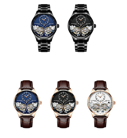 AILANG Brand New Fashion Double Tourbillon Watch for Men Luxury Stainless Steel Waterproof Automatic Mechanical Watches