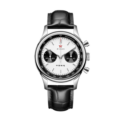 Red Star Panda Men's 1963 Chronograph Mechanical Wristwatch Seagull ST1901 Movement Gooseneck 40mm Luminous Sapphire Pilot Watch