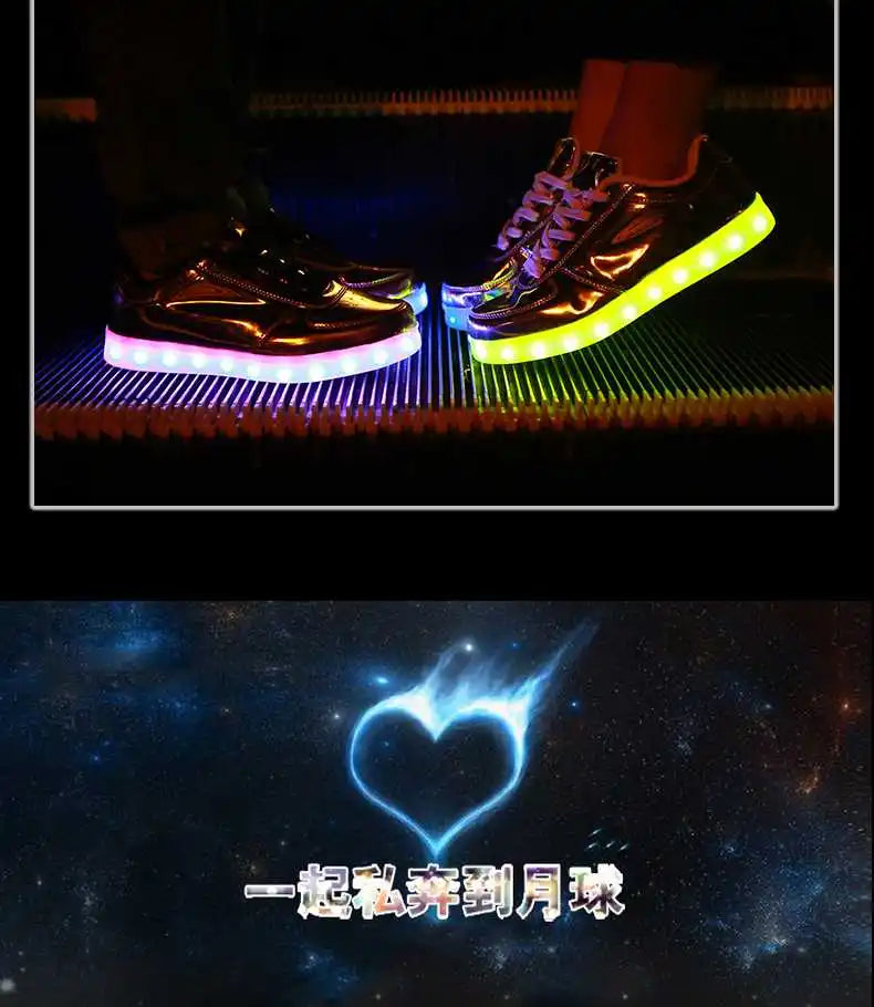 Men's Shoes Glowing Light LED Women Spring Fashion Casual Sport Lamp Party Golden Silver Boots Luminous Dancing Flats Sneakers