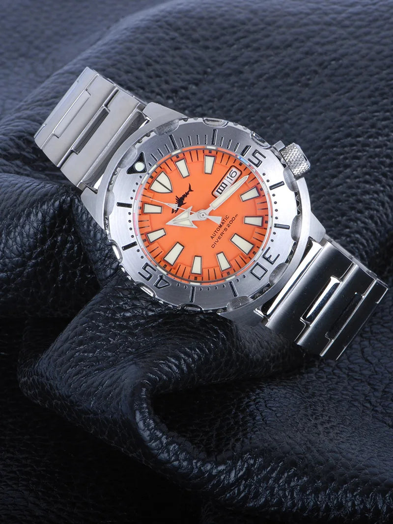 Heimdallr Sharkey Monster V2 Herren-Taucheruhr, 316L-Edelstahl, Japan NH36A-Uhrwerk, 200M wasserdicht, mechanische Herrenuhr