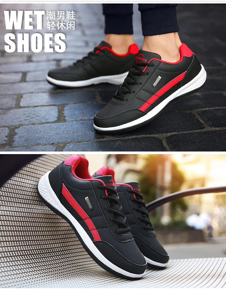 Leather Men's Sneakers Trendy Casual Italian Breathable Leisure Male Sneakers Non-Slip Footwear Men Vulcanized Shoes