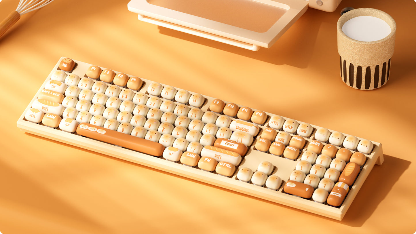 Akko MonsGeek MG108B Bun Wonderland kabellose mechanische Tastatur MOG-Profil RGB 108 Tasten Full Size Hot Swap USB / 2.4G / BT 5.0