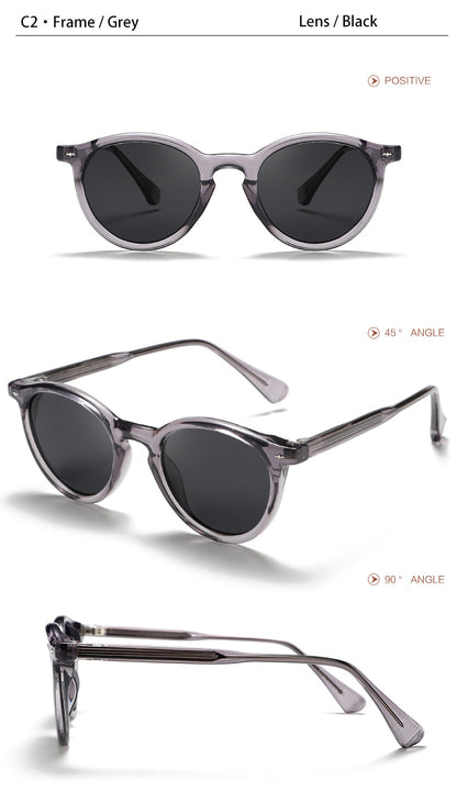 CATERSIDE Round Polarized Sunglasses Men Propionic High Quality Sun Glasses Women Punk Outdoor Driving Fishing Eyewear UV400