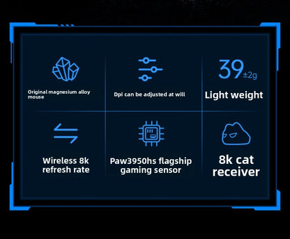 WLMOUSE Beast X Pro lätt trådlös e-sportgamingmus i magnesiumlegering 750IPS 8K PAW3950HS 30000DPI utan bakgrundsbelysning