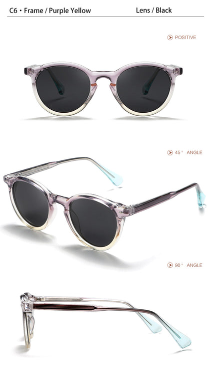 CATERSIDE Round Polarized Sunglasses Men Propionic High Quality Sun Glasses Women Punk Outdoor Driving Fishing Eyewear UV400