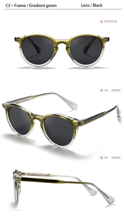 CATERSIDE Round Polarized Sunglasses Men Propionic High Quality Sun Glasses Women Punk Outdoor Driving Fishing Eyewear UV400