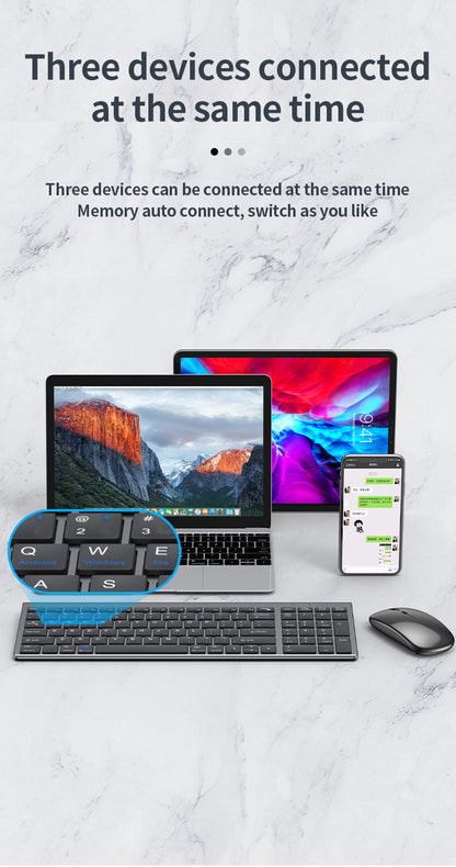 Tastiera wireless Bluetooth 5.0&3.0&2.4G FN+1/2/3 Dual-Mode 350mAh ultra sottile per laptop, PC, TV, iPad, Macbook e Android
