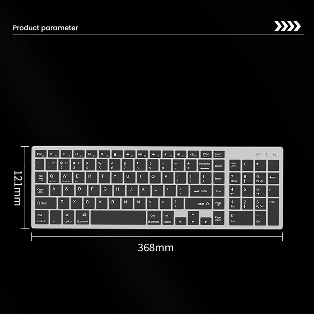 Dual-Mode Wireless Keyboard Bluetooth 5.0 & 2.4G Rechargeable Keyboard, 102 Keys Multi-Device Wireless Keyboard for MacBook, Laptop, Tablet & PC