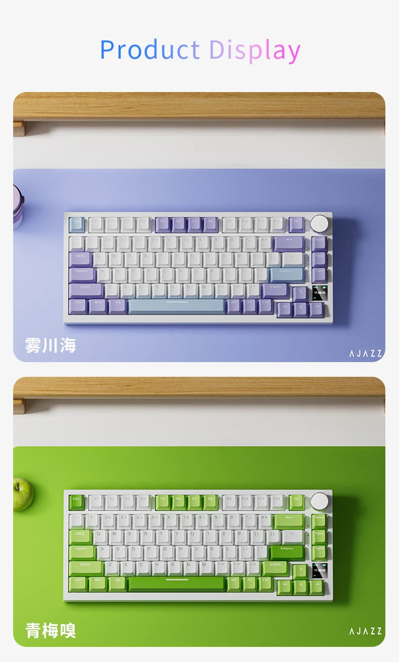 Tastiera meccanica da gaming AJAZZ AK820 Pro cablata e wireless, tri-mode, retroilluminazione RGB, switch hot-swap, layout compatto 70%, PC/Mac