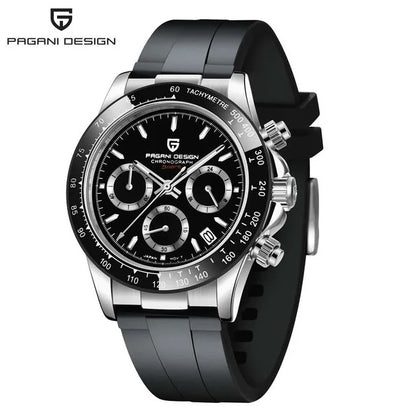 PAGANI DESIGN V2 40MM Herrenuhr mit Meteorit-Zifferblatt, Quarzwerk, Saphirglas, Retro-Chronograph, wasserdichte Uhr für Herren