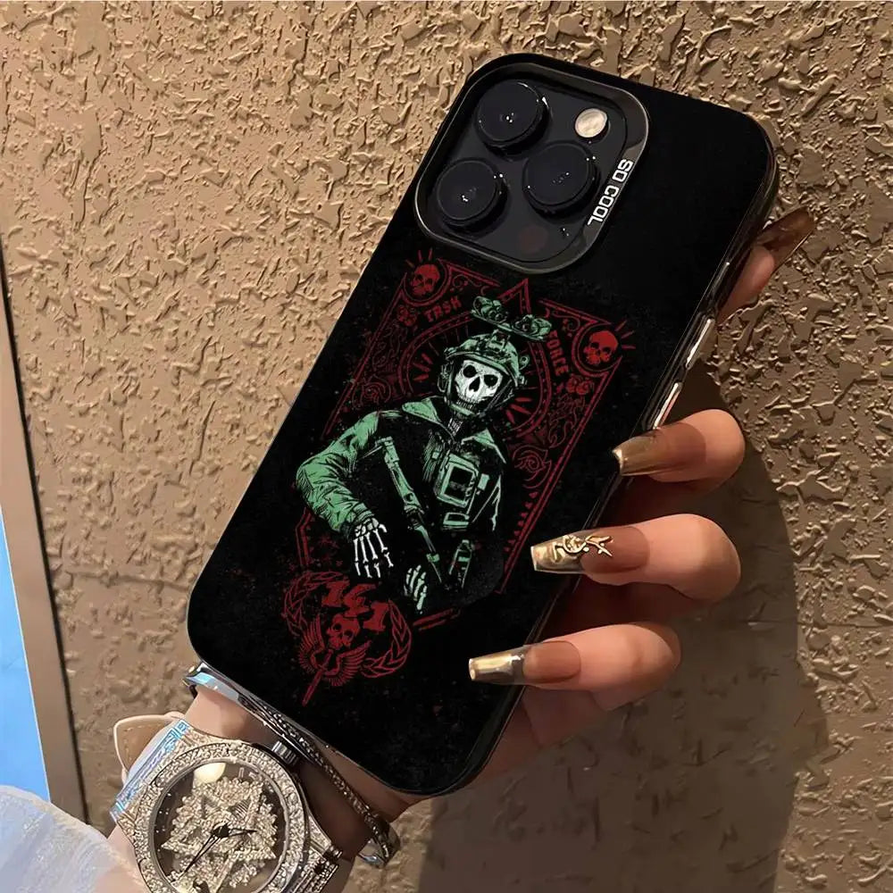 Ghost C- Call Of Duty COD Phone Case For iPhone 17,16,15,14,13,12,X,8,Pro,Max,Plus,E,SE4,Air,Mini IMD Matte Black