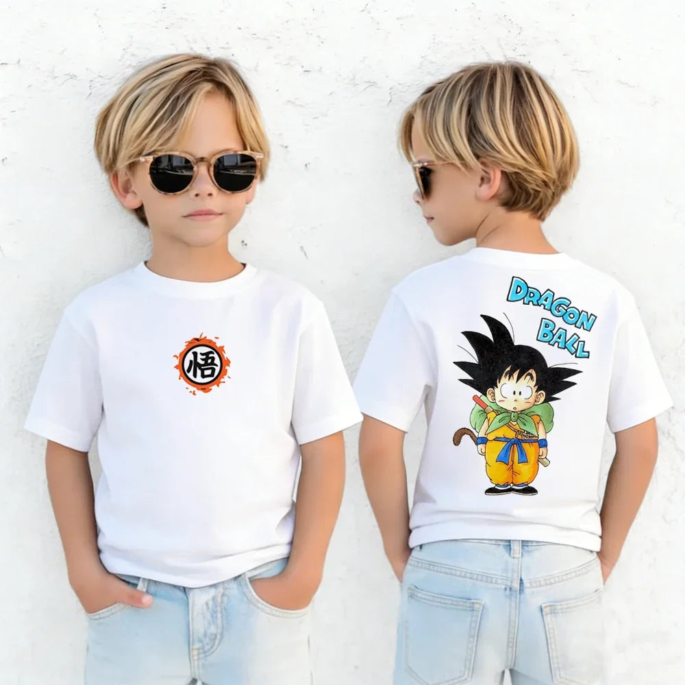 Anime Dragon Ball Cosplay T-Shirt Cotton Short Sleeve Tops Casual Loose Retro T-Shirt Men Women Family Matching Summer Outfits