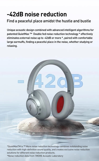 Auriculares inalámbricos Bluetooth con cancelación de ruido 1MORE SonoFlow S, ANC de 42dB, audio Hi-Res, autonomía de 90H, diseño supraaural