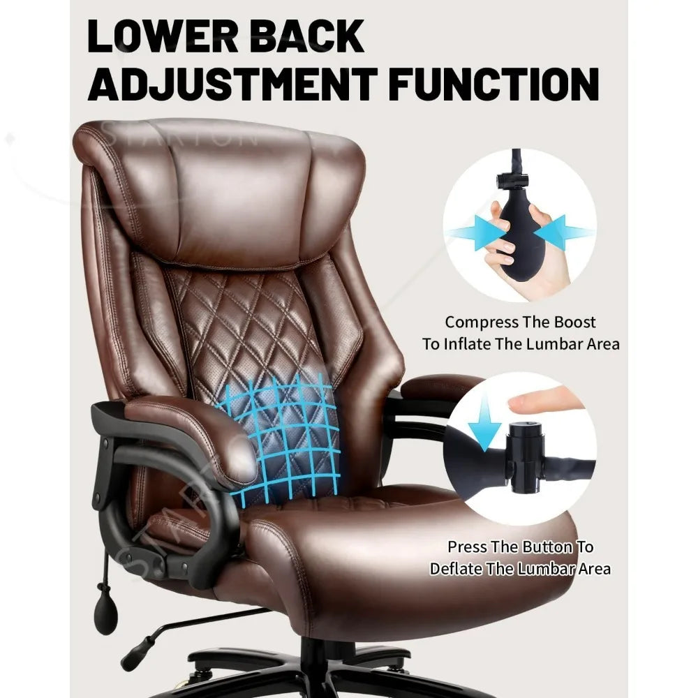 Sedia da ufficio Big & Tall 500Lbs, ampia seduta con molle dal design executive, sedia da scrivania girevole a 360 con rotelle heavy duty
