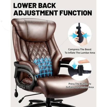 Sedia da ufficio Big & Tall 500Lbs, ampia seduta con molle dal design executive, sedia da scrivania girevole a 360 con rotelle heavy duty