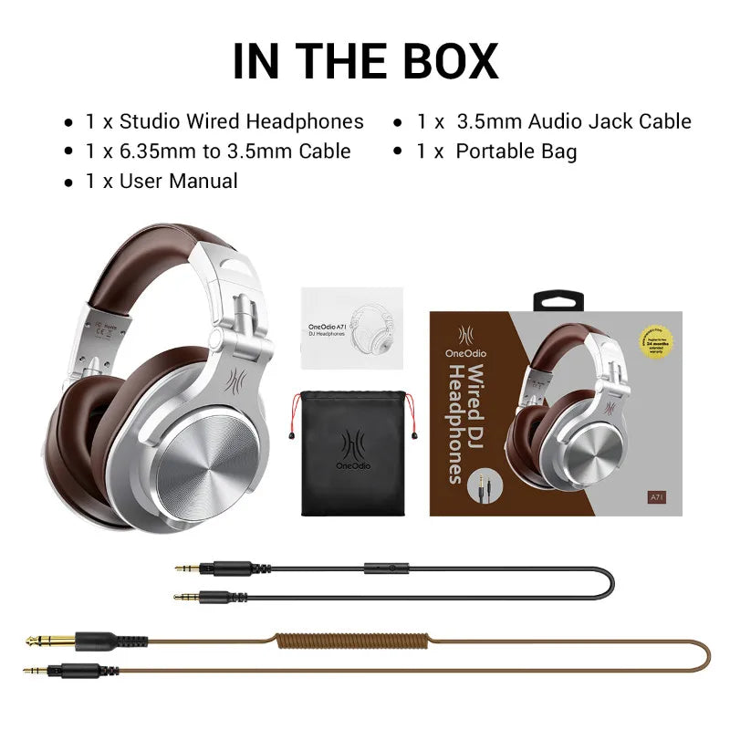 OneOdio A71 kabelgebundene Over-Ear-HiFi-Studio-DJ-Kopfhörer mit Mikrofon – professionelles Monitoring-Gaming-Headset mit tiefem Bass