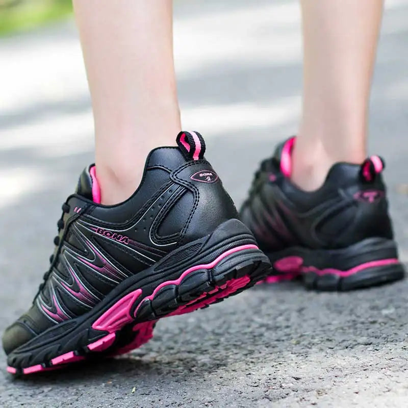 BONA New Hot Style Women Running Shoes Lace-Up Sport Shoes Outdoor Jogging Walking Athletic Shoes Comfortable Sneakers for Women