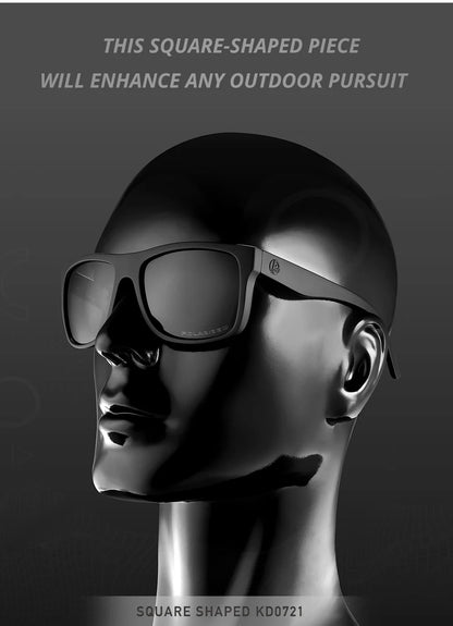 KDEAM Polarized Sunglasses Men Sports Tridimensional Brand Logo TR90 Square Sun Glasses All Black With Zipper Case KD0721