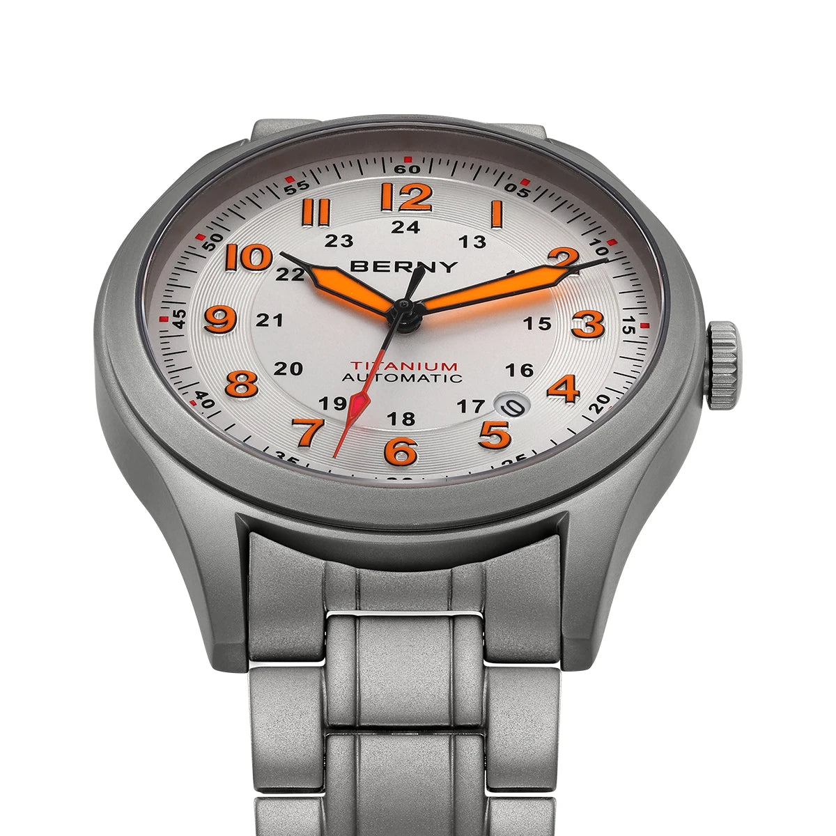BERNY Automatic Full Titanium Watches for Men Sapphire Super Luminous Mechanical Field Watch Date 10ATM Sports Easy Read
