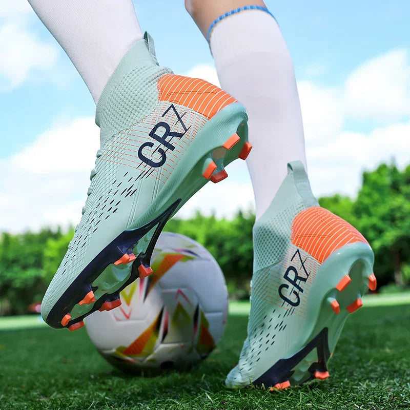 Chaussures de football professionnelles pour hommes/femmes, antidérapantes, à crampons FG, respirantes, chaussures d'entraînement à tige haute