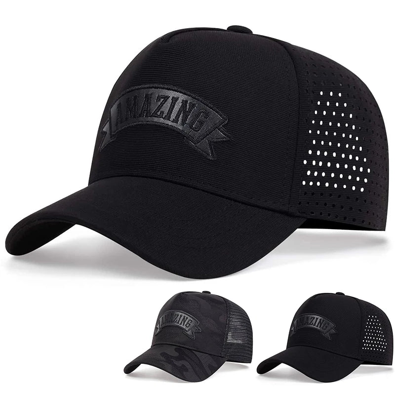 Unisex AMAZING bogstavbroderede baseballkasketter til forår og sommer, udendørs, justerbare, afslappede hatte, solbeskyttelseshatte