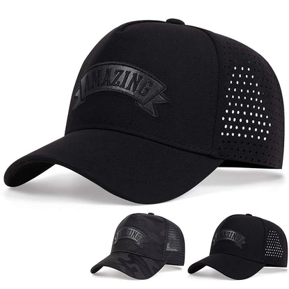 Unisex AMAZING bogstavbroderede baseballkasketter til forår og sommer, udendørs, justerbare, afslappede hatte, solbeskyttelseshatte