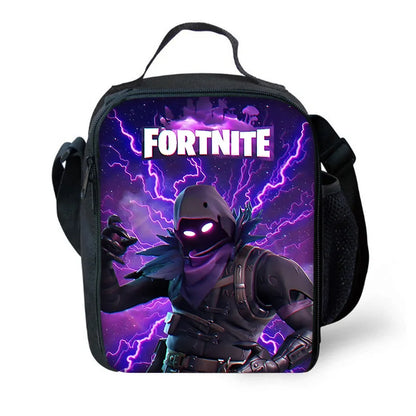 Bolsa térmica infantil aislante de gran capacidad FortniteS, popular entre gamers, para niños y niñas, estudiantes, actividades al aire libre y almuerzos reutilizable