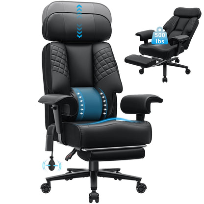 Executive Office Chair with Foot Rest and Waist Lumbar Support, Ergonomic Gaming Chair with Adjustable Height Headrest for Home