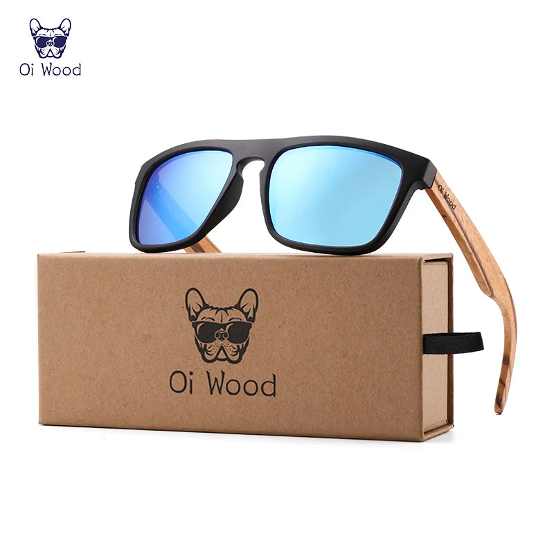 Oi Wood Women Sun glasses Square Sunglasses Wooden Eyeglasses polarized Red Lenses Mens Glasses