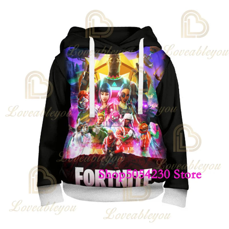 Sudadera con capucha de Fortnite con llama impresa en 3D, estilo Battle Royale de dibujos animados, para hombre y mujer, camiseta con capucha de héroe de videojuego para adolescentes