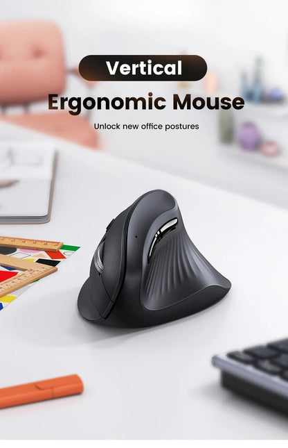 Mouse wireless Bluetooth 5.0 2.4G ergonomico 4000DPI con 6 pulsanti silenziosi per MacBook, tablet, laptop e computer PC
