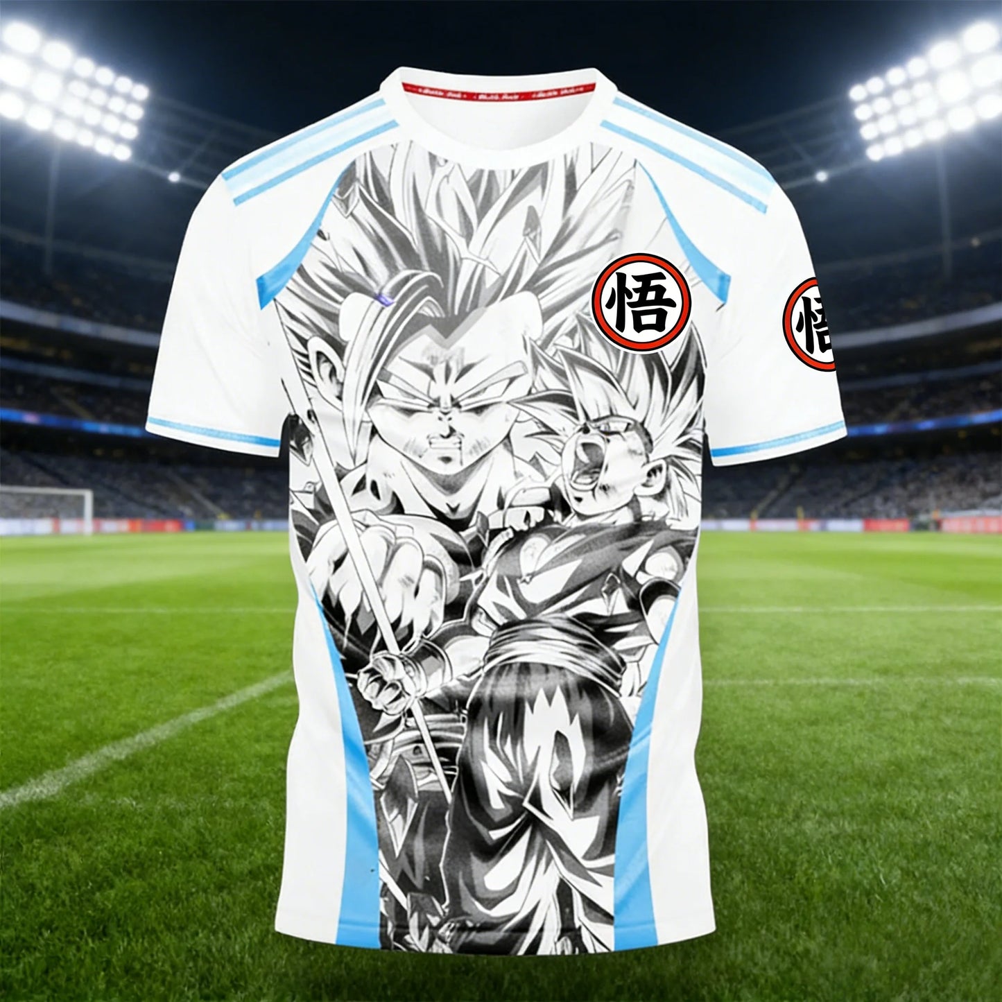 Bandai 2026 Summer Dragon Ball T-shirt Super Large Majin Begita Blue Lightning Print Breathable Neutral Street Wear