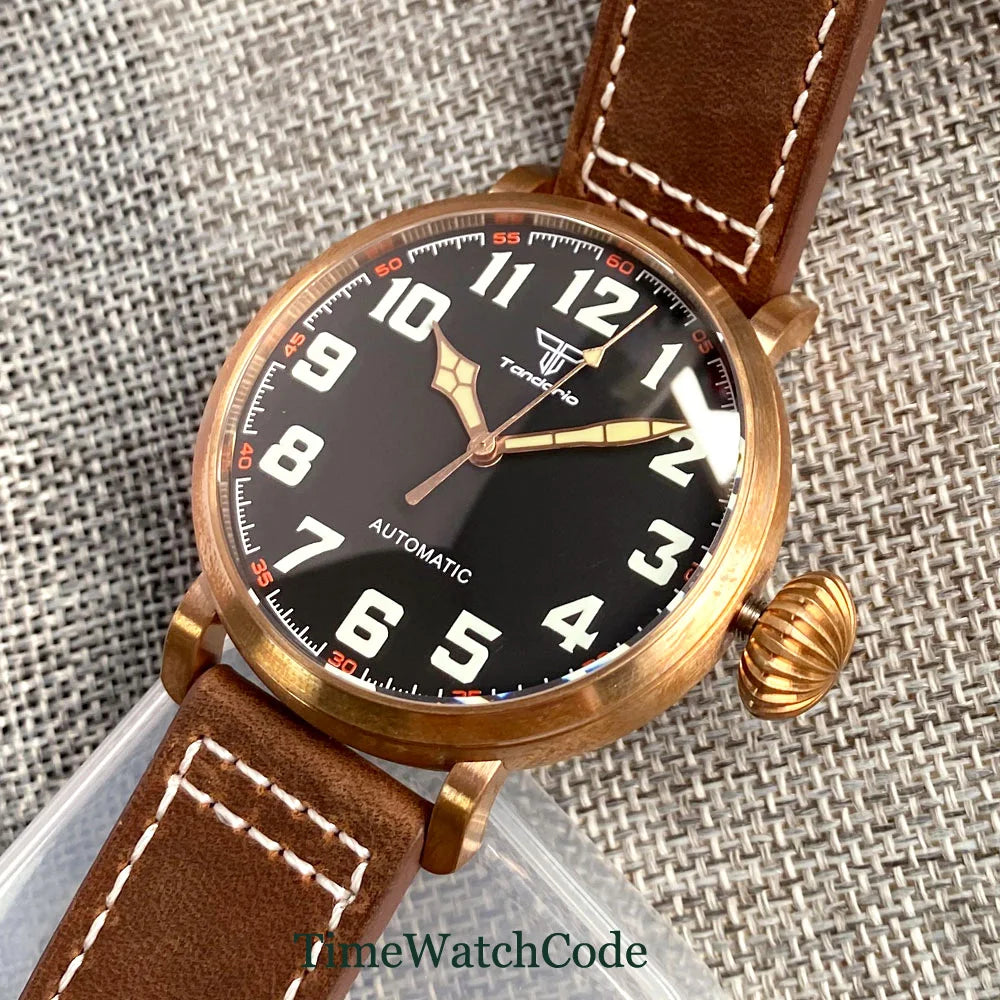 Tandorio 47mm NH35 Diver Men's Automatic Watch CUSN8 Solid Bronze or 316L Steel Case 10ATM Sapphire Crystal Black Dial