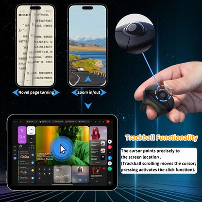 Neue Trackball-Fingerring-Maus 2.4G+Bluetooth – kabellose Fernsteuerungsmaus für Kurzvideos/PPT-Präsentationen/In-Vehicle-Displays