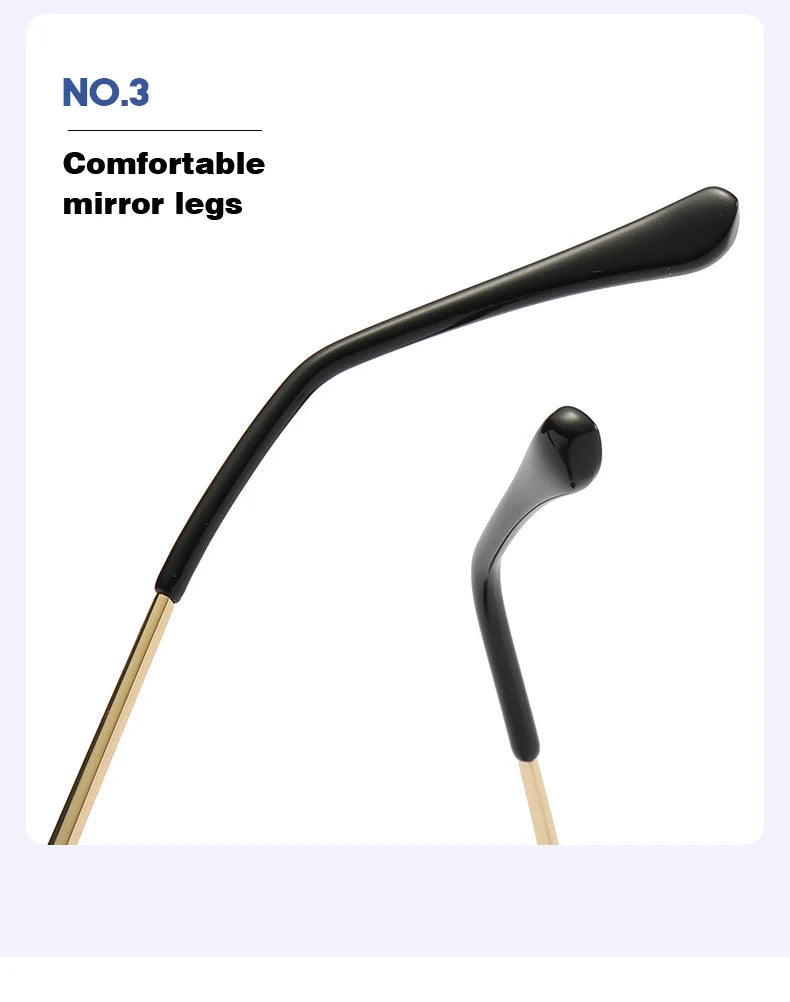 Retro Sunglasses Women Brand Designer Rimless Sun Glasses Fashion Shades Irregular Cutting Lens Ladies Frameless Eyeglasses