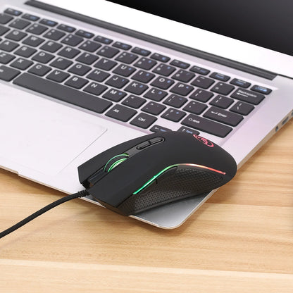 Rato gaming óptico profissional topo de gama com retroiluminação LED em 7 cores vivas e design ergonómico, 3200 DPI, para gamers de LOL e CS