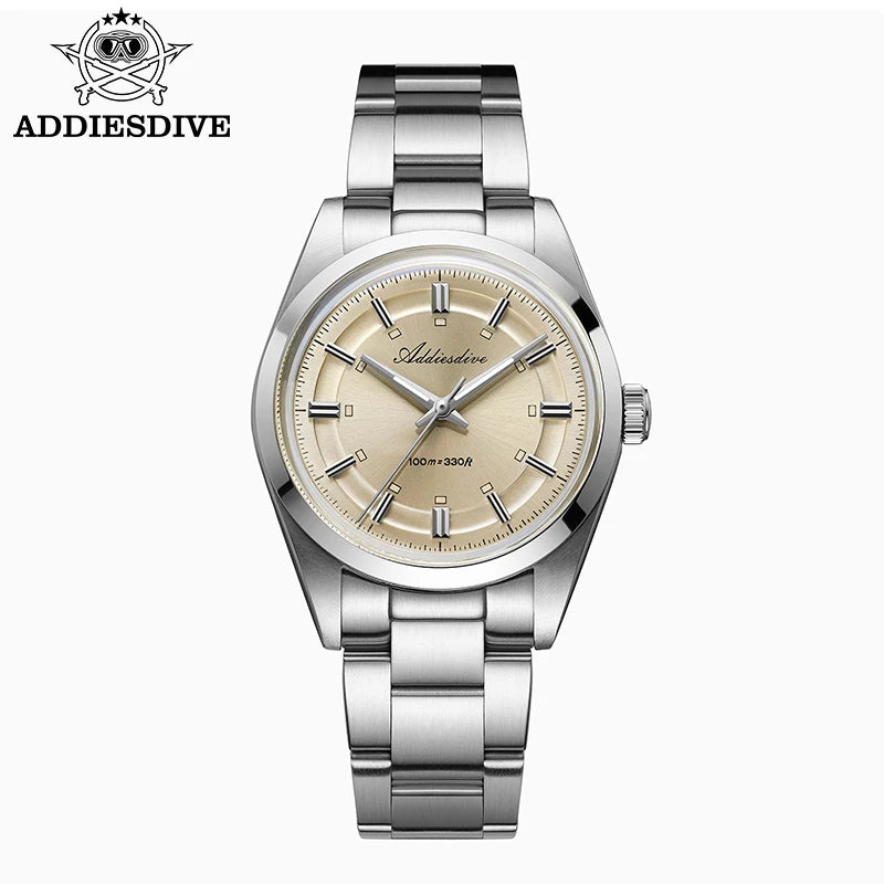 ADDIESDIVE 2026 New Luxury Men Analog Watch VH31 Bubble Glass Quartz Watch 10Bar BGW9 Luminous Steel Personalized Watch AD2515