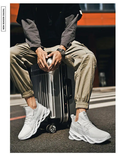 Zapatillas deportivas casual moradas de moda en oferta para mujer y hombre, calzado running con suela tipo blade, talla grande 48, ligeras y transpirables, zapatillas deportivas de malla para hombre