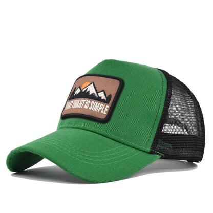 Letter Mesh Breathable Hat Women Men Embroidery Blocking Baseball Cap Sunshade Outdoor Sports Cycling Travel Sun Hat Dad Hat