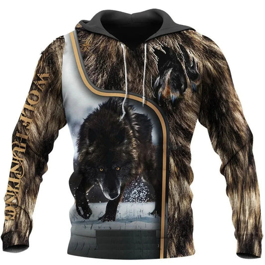 Sweats com Capuz Estampados de Lobo para Homem 3D, Sweatshirts de Marca, Casacos de Qualidade, Pullover de Moda, Fatos de Treino Animal Streetwear Out