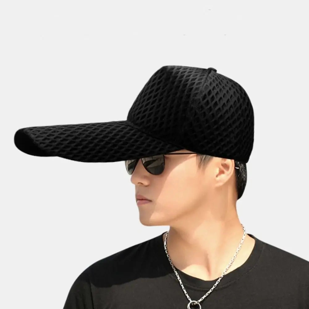 Large Head Man Outdoor Fishing 14cm Long Peak Big Size Sun Hat Oversize Trucker Cap Plus Size Mesh Baseball Caps 55-60cm 60-65cm