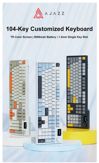 Neue AJAZZ AK35I V3 MAX Tri-Mode kabelgebundene Bluetooth-Wireless-Gaming-Tastatur mit Gasket-Struktur, Full-Key-Hot-Swap, 104 Tasten, individuell anpassbare Tastatur