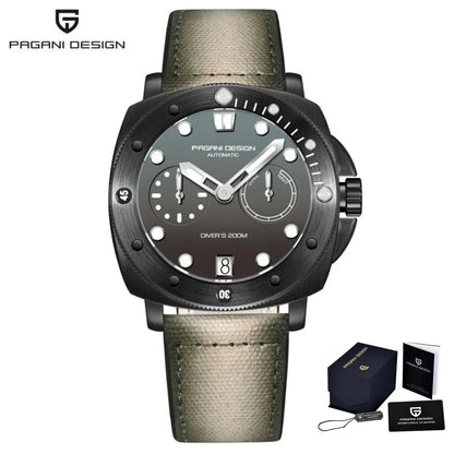 PAGANI DESIGN Men's Mechanical Watch Luxury Sapphire Glass Luminous Automatic Watch 200M Waterproof Stainless Steel Watch