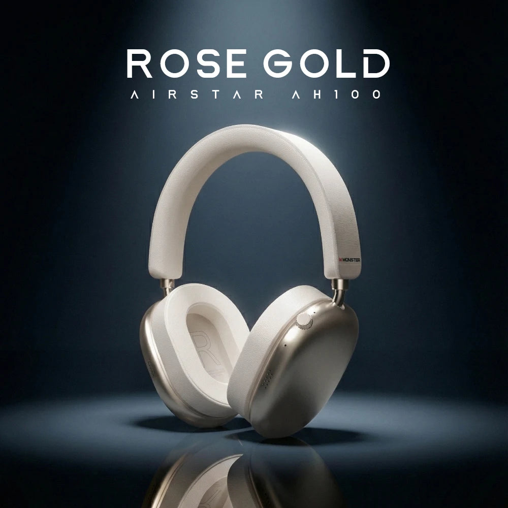 Casque audio Bluetooth 6.0 Monster AH100 ANC avec réduction de bruit active de 45 dB, stéréo haute fidélité, écouteurs sans fil supra-auriculaires