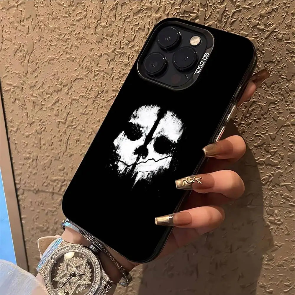 Ghost C- Call Of Duty COD Phone Case For iPhone 17,16,15,14,13,12,X,8,Pro,Max,Plus,E,SE4,Air,Mini IMD Matte Black
