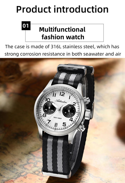 ADDIESDIVE 2025 Nuovi orologi da uomo Panda Eye, orologio al quarzo VK64 rétro di lusso per uomo, cronografo sportivo, impermeabile 100M, luminoso