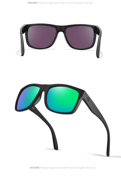 KDEAM Polarized Sunglasses Men Sports Tridimensional Brand Logo TR90 Square Sun Glasses All Black With Zipper Case KD0721