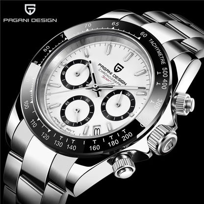 Montre-bracelet pour homme PAGANI DESIGN – Chronographe de luxe, mouvement à quartz MIYOTA VK63, verre saphir, étanche, style sportif