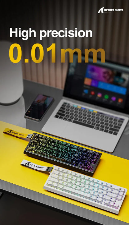 X68HE ATTACK SHARK Magnetic Gaming Keyboard Mechanical Wired for Pro Gaming 0.01mm Rapid Trigger 8000Hz SOCD/Rs 0.125ms 128K Rate