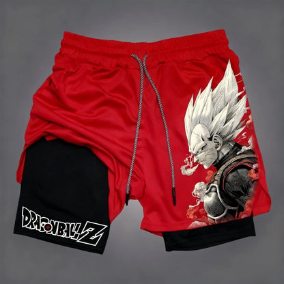 Dragon Ball Anime Goku Double-Layer Shorts 2026 American Sporty Summer Men's Loose Breathable Pants